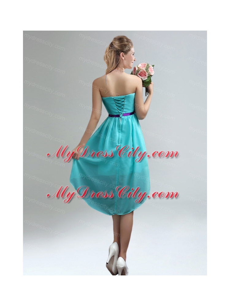 Classical Blue And Purple Sweetheart Bridesmaid Dresses with Ruches