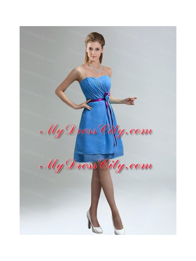 Classical Blue And Purple Sweetheart Bridesmaid Dresses with Ruches