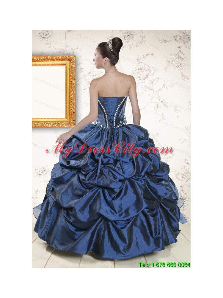 Classical Sweetheart Navy Blue Quinceanera Dresses with Beading