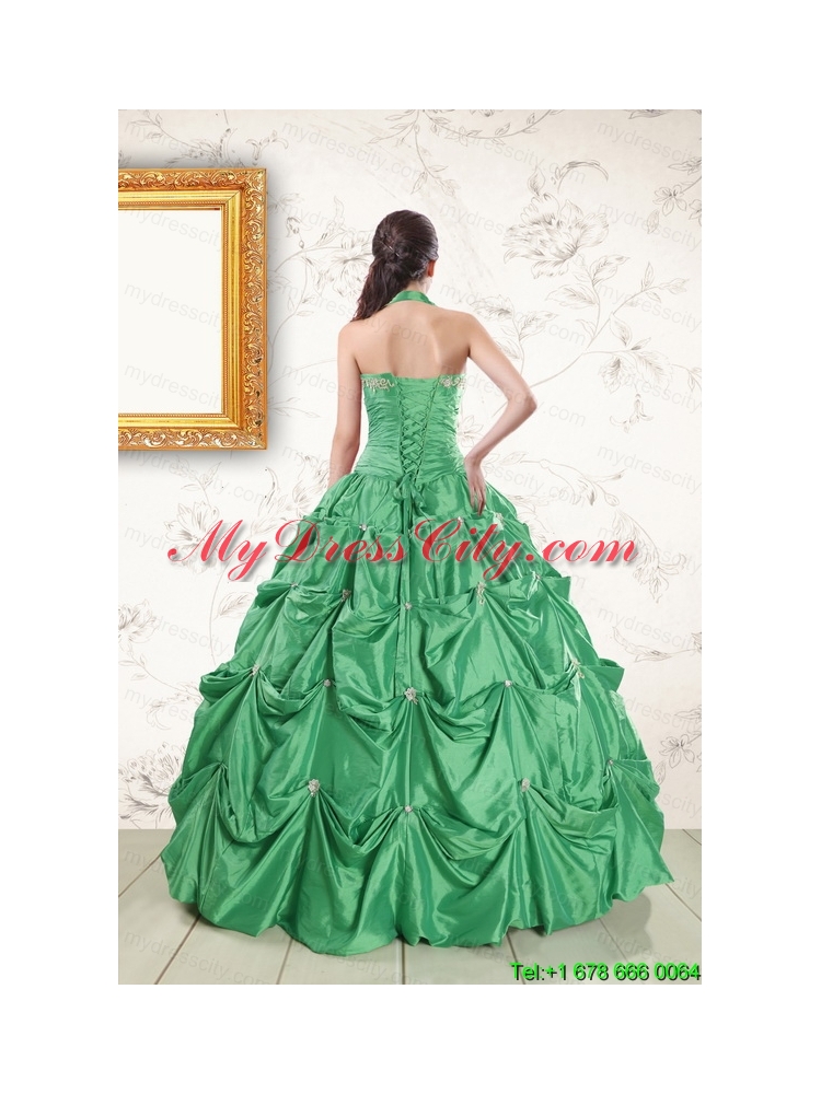 Discount Halter Top Sweet 16 Dresses with Appliques