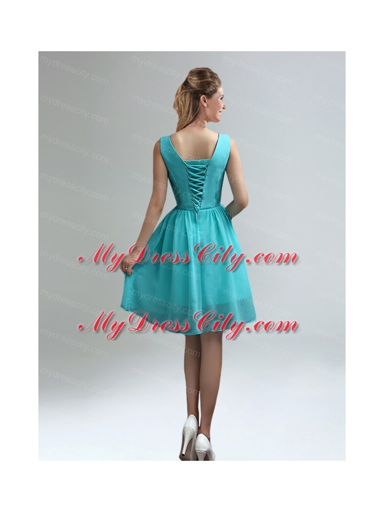 Elegant V Neck Ruching Bridesmaid Dress with Belt for Sale