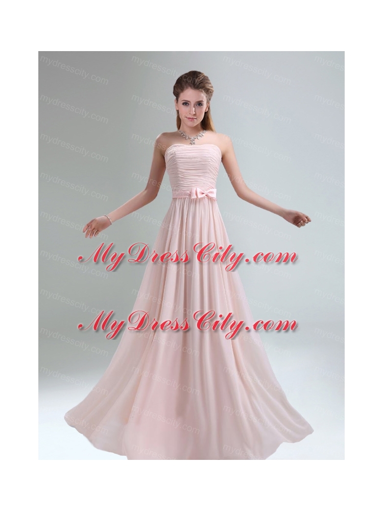 Most Beautiful Chiffon Light Pink Empire Bridesmaid Dress with Ruching