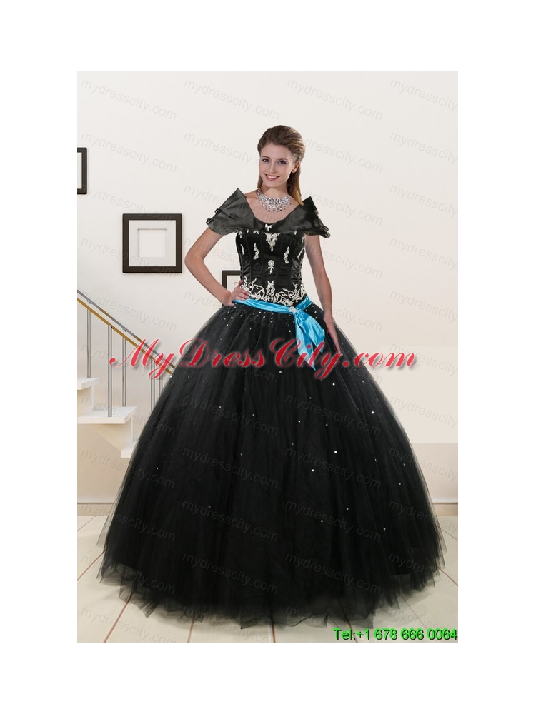 Most Popular Appliques and Beading Quinceanera Dresses in Black