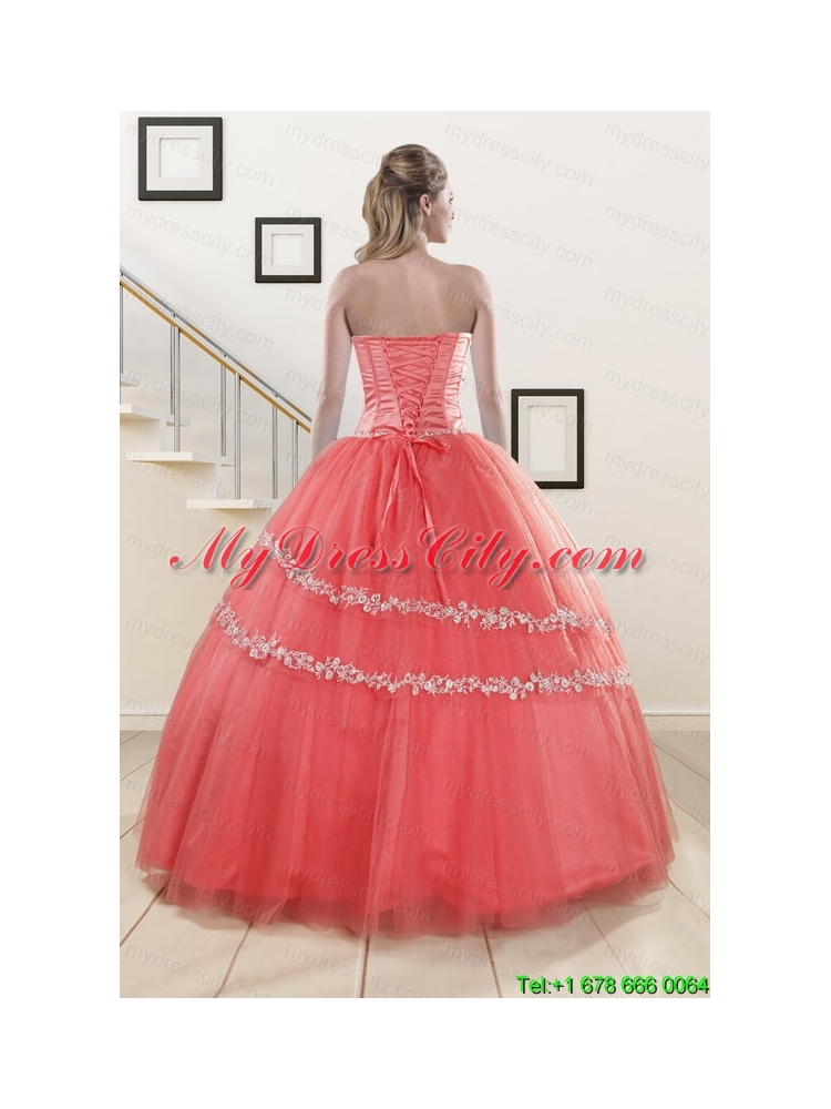 New Style Beaded Watermelon Quinceanera Dresses for 2015