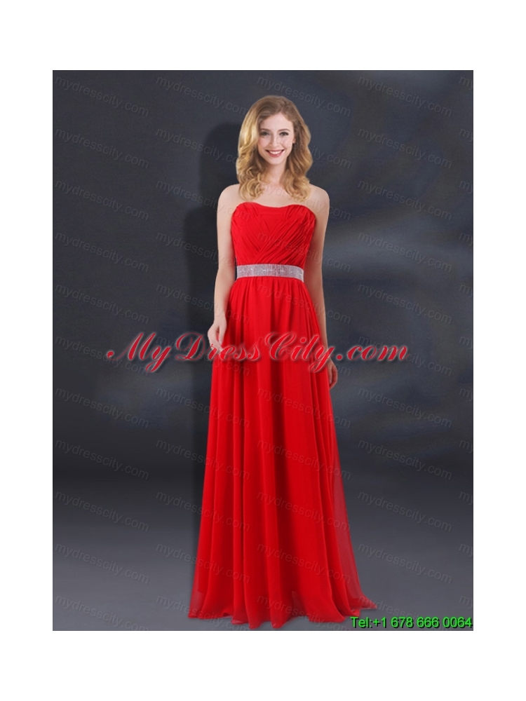 Sequin Decorate Waist Ruching Empire Prom Dresses