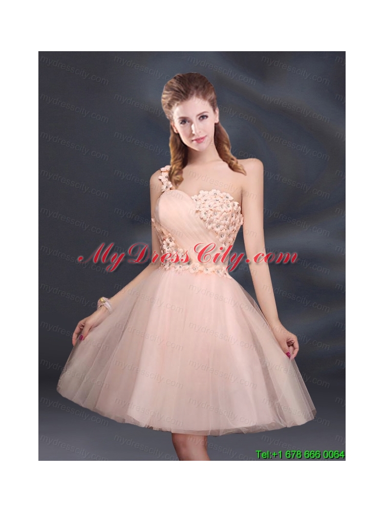 Sweet One Shoulder A Line Appliques 2015 Prom Dress