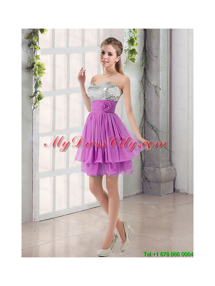 Sweetheart A Line Prom Dress with Sequins and Handle Made Flowers