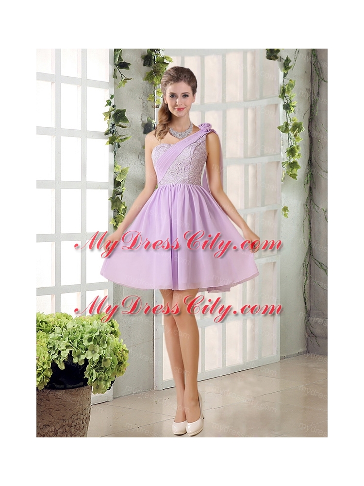 The Most Popular Lilace One Shoulder A line Bridesmaid Dress with Rushing