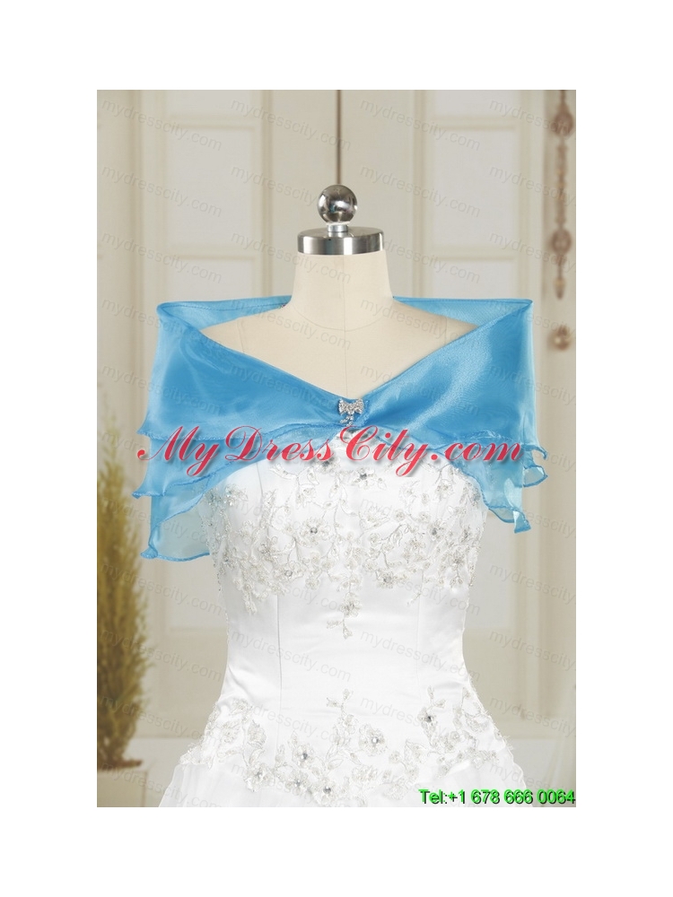 2015 Brand New Aqua Blue Quinceanera Dresses with Appliques