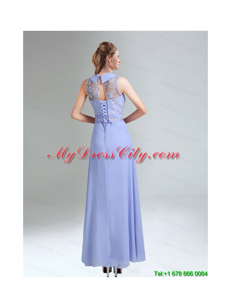 2015 Empire Lace Up Prom Dress Belt and Lace