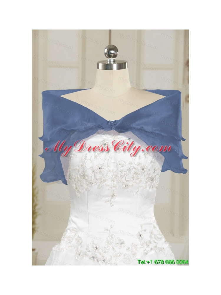 2015 Exclusive Appliques Navy Blue Quinceanera Dresses with Pick Ups