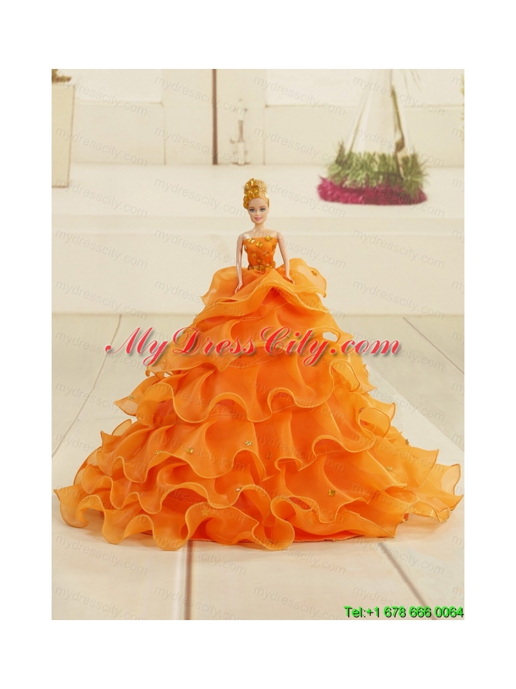 2015 Exclusive Appliques Quinceanera Dresses in Orange Red and Black