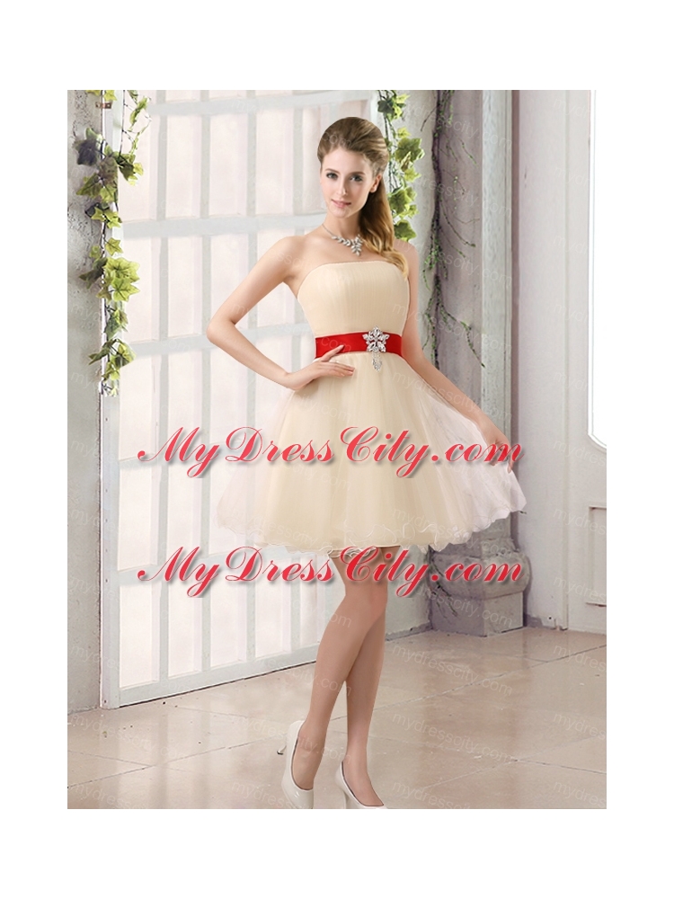 2015 Perfect A Line Organza Bridesmaid Dress with Mini Length