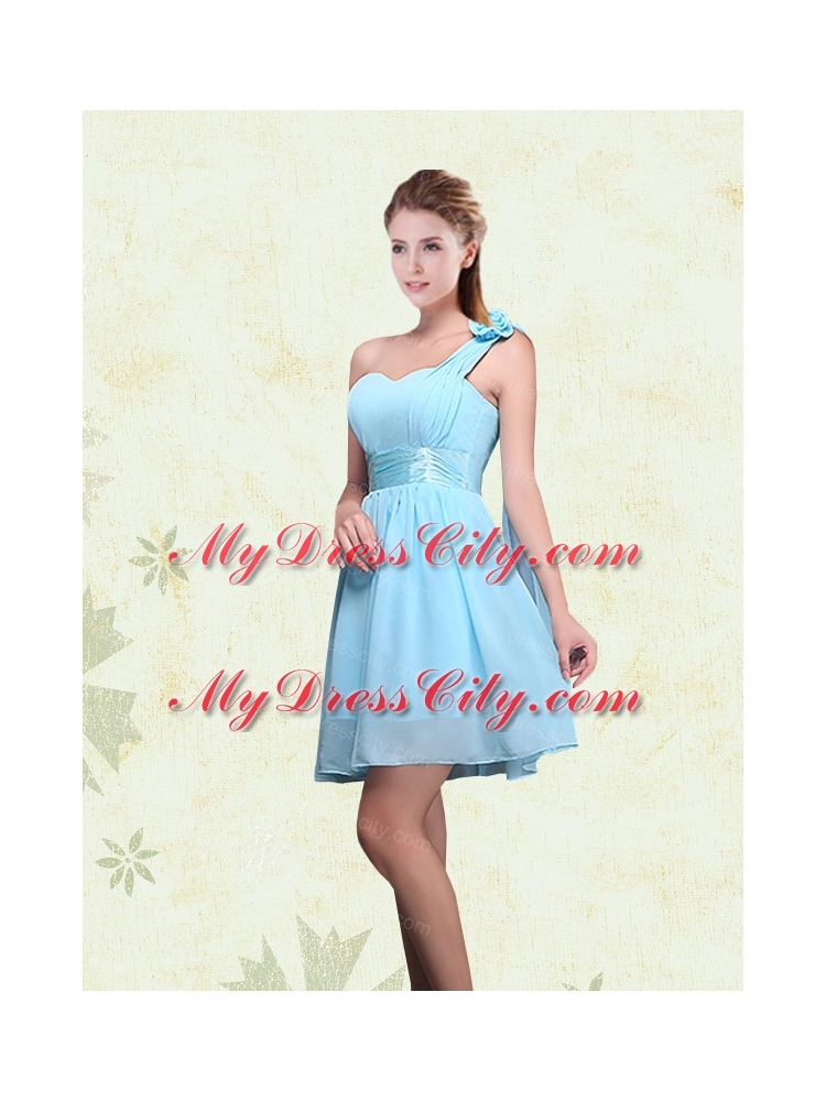 A Line Ruching Chiffon Bridesmaid Dresses with One Shoulder