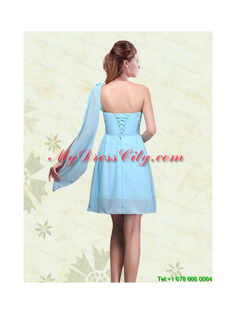 A Line Ruching Chiffon Prom Dresses with One Shoulder