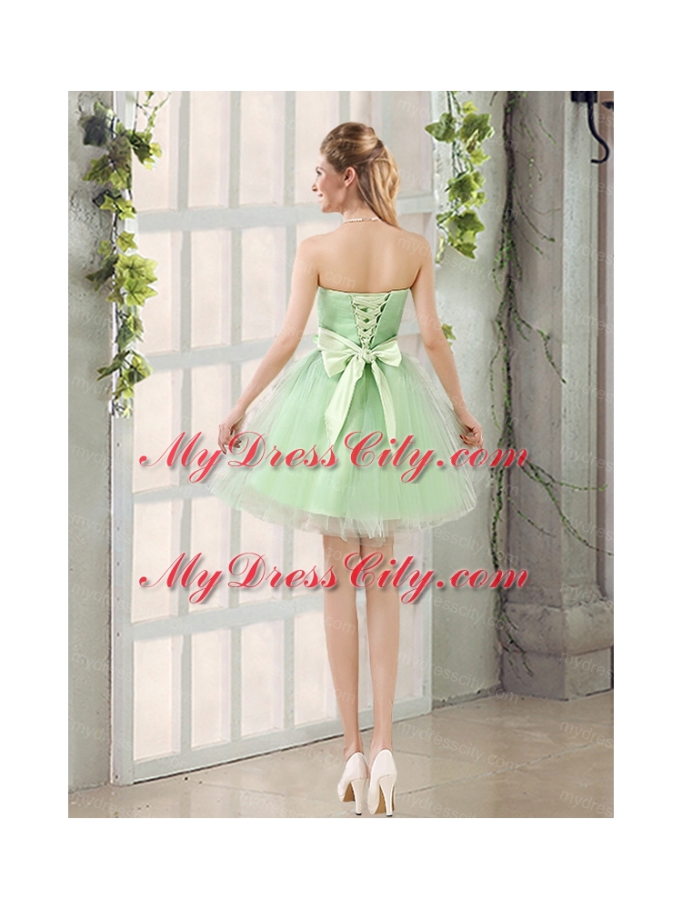 A Line Sweetheart Lace Up Bridesmaid Dress in Apple Green