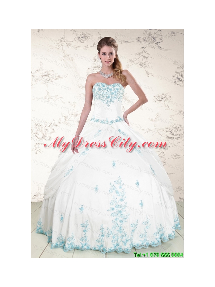 Appliques Strapless Lovely Quinceanera Dresses for 2015