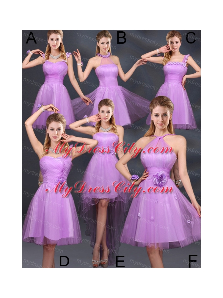 Elegant A Line Straps Lilac Bridesmaid Dresses with Appliques