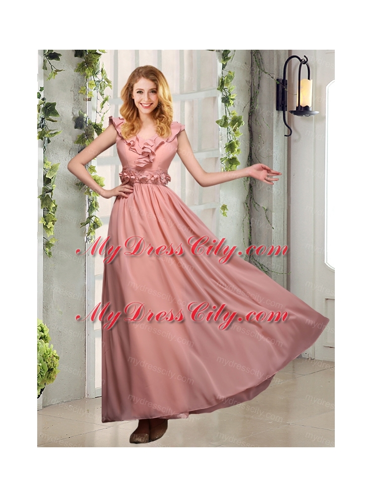 Empire Ruching 2015 Sturning Bridesmaid Dresses in Peach