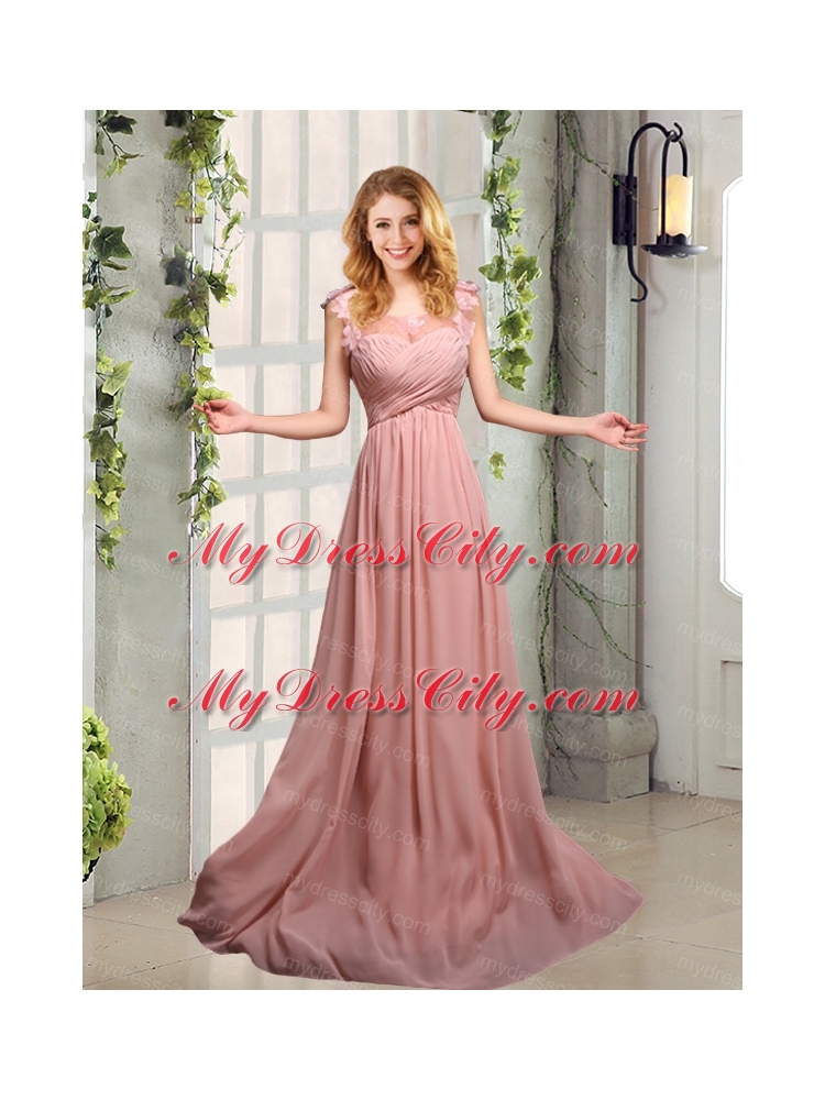 Empire Ruching 2015 Sturning Bridesmaid Dresses in Peach