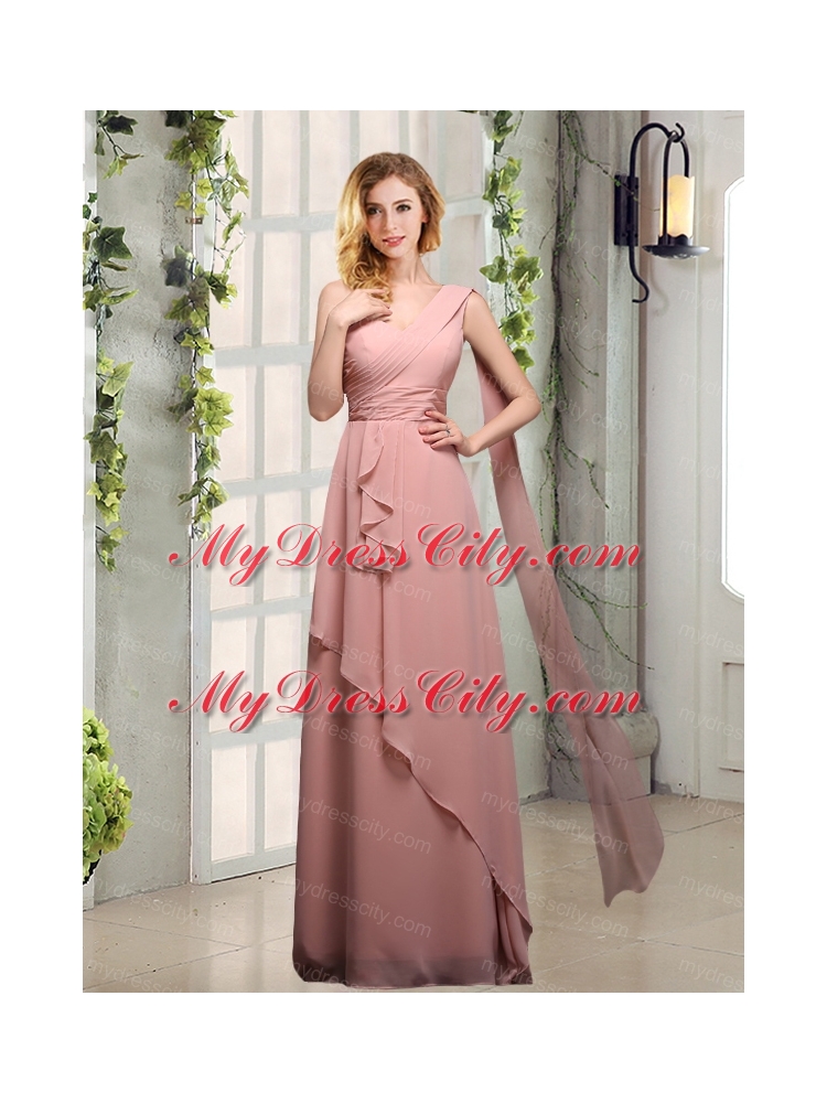 Empire Ruching 2015 Sturning Bridesmaid Dresses in Peach