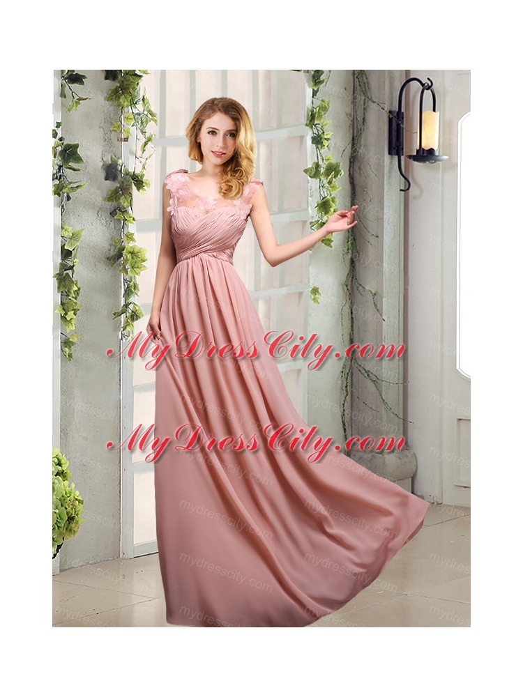 Empire Ruching 2015 Sturning Bridesmaid Dresses in Peach