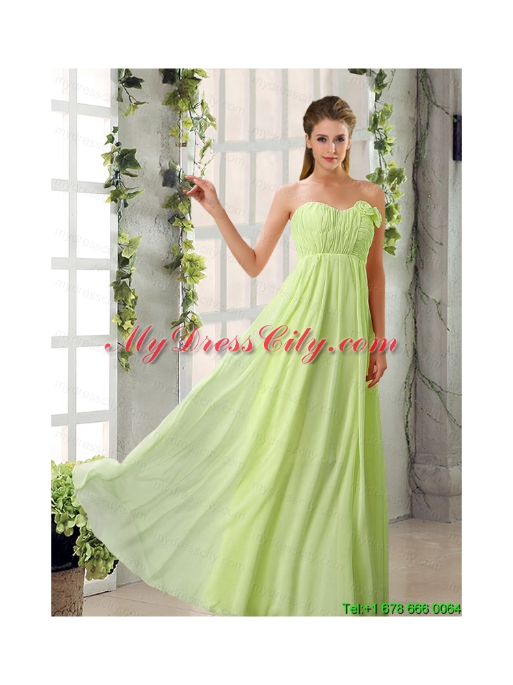 Empire V Neck Ruching Chiffon Prom Dresses with Cap Sleeves