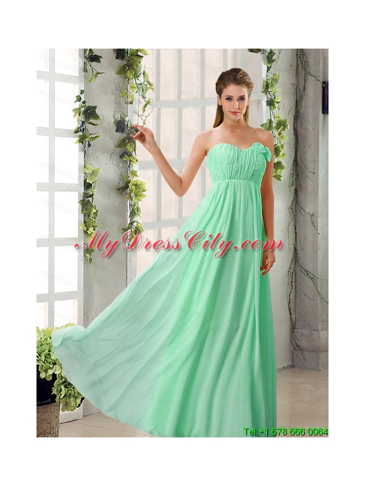 Empire V Neck Ruching Chiffon Prom Dresses with Cap Sleeves