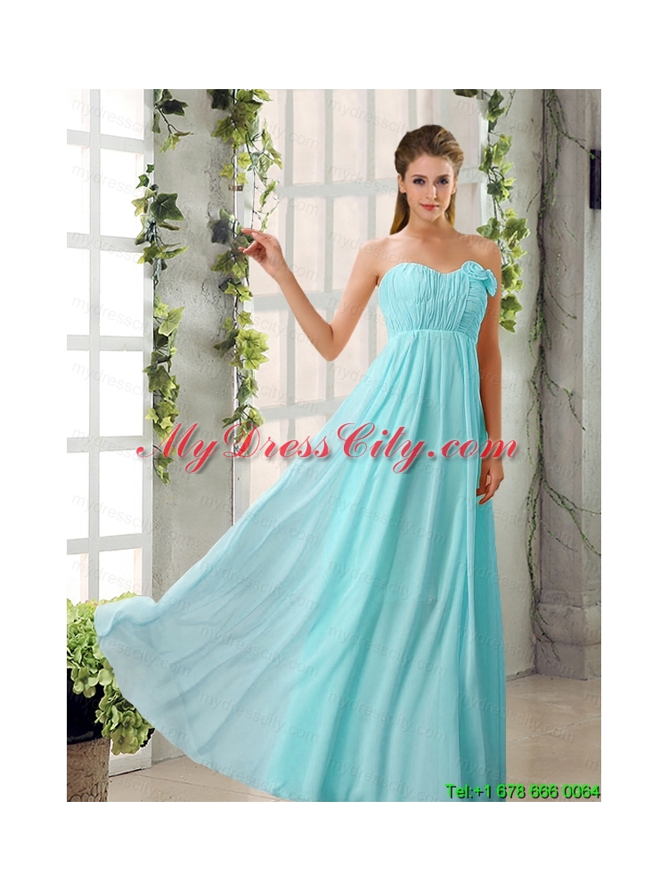 Empire V Neck Ruching Chiffon Prom Dresses with Cap Sleeves