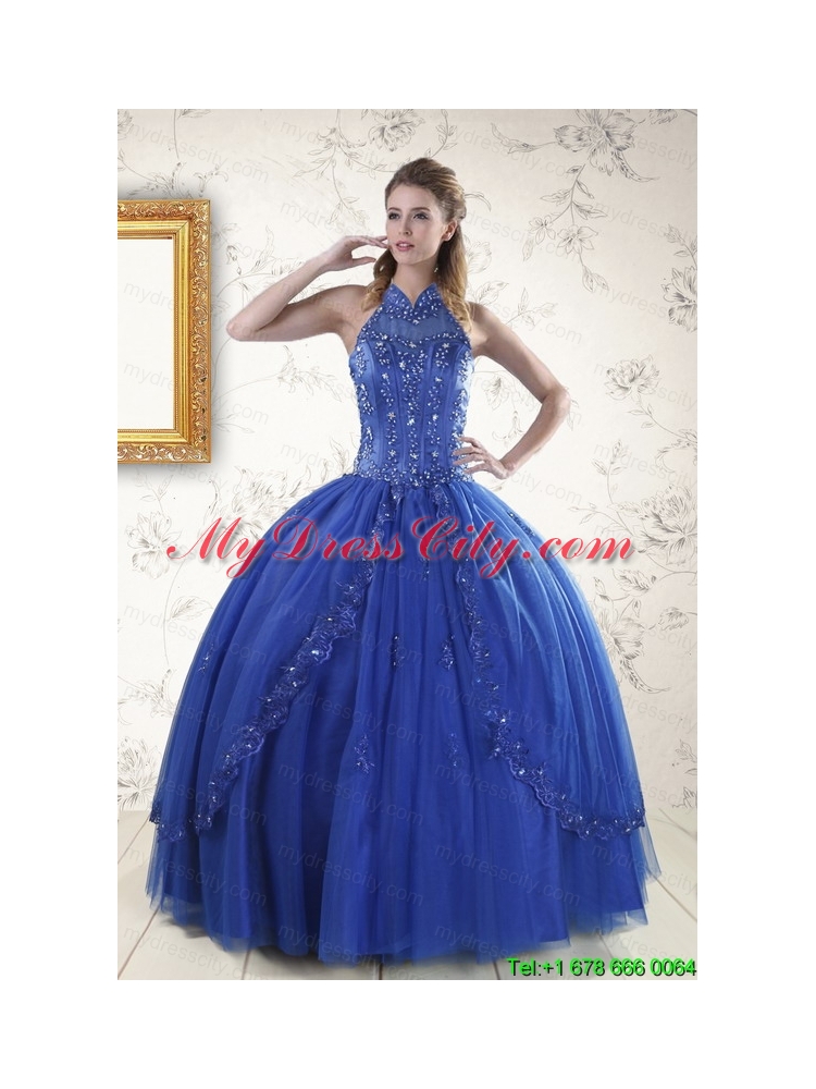 Luxurious Royal Blue Sweet 15 Dresses with Appliques and Beading for 2015