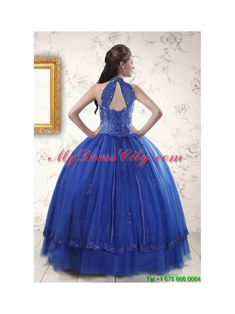 Luxurious Royal Blue Sweet 15 Dresses with Appliques and Beading for 2015