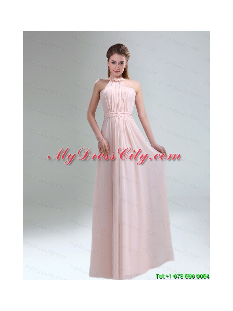 Most Beautiful Chiffon Light Pink Empire Prom Dress with Ruching