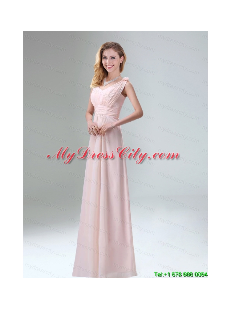 Most Beautiful Chiffon Light Pink Empire Prom Dress with Ruching