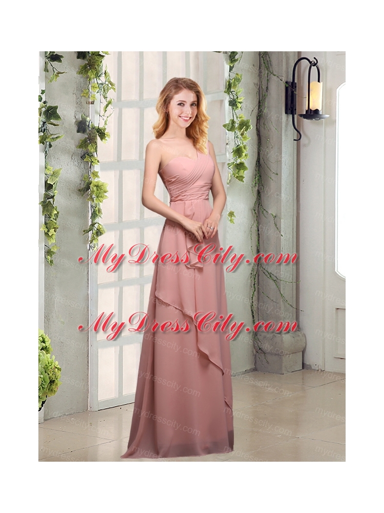 One Shoulder Empire 2015 Bridesmaid Dresses with Ruching