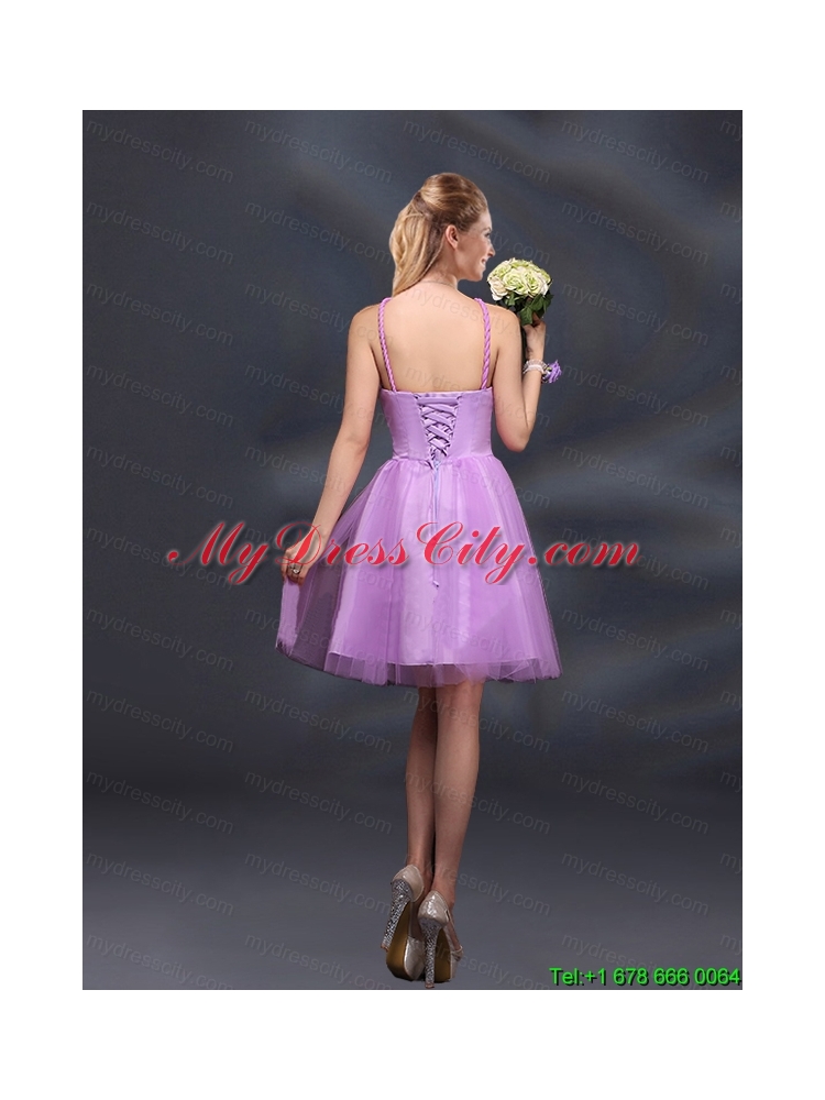 Pretty Halter A Line Prom Dresses with Hand Made Flowers