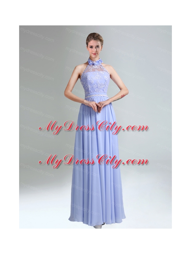 2015 Modest Belt Empire Bridesmaid Dress in Lavender