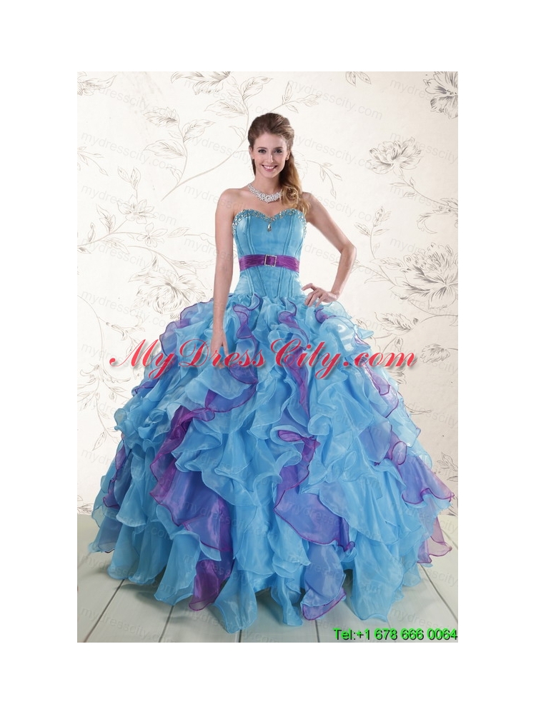 2015 New Style Multi Color Quinceanera Dresses with Beading and Ruffles