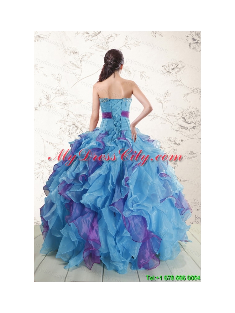 2015 New Style Multi Color Quinceanera Dresses with Beading and Ruffles