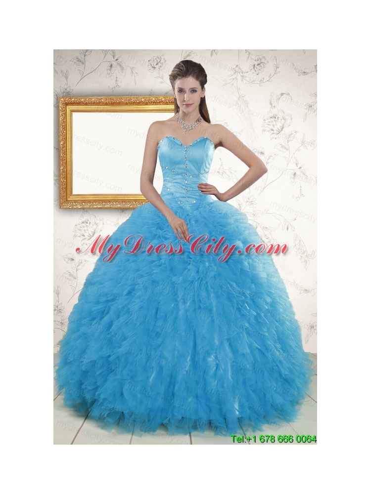 2015 Remarkable Beading Quinceanera Dresses in Baby Blue