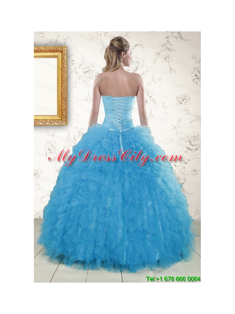 2015 Remarkable Beading Quinceanera Dresses in Baby Blue