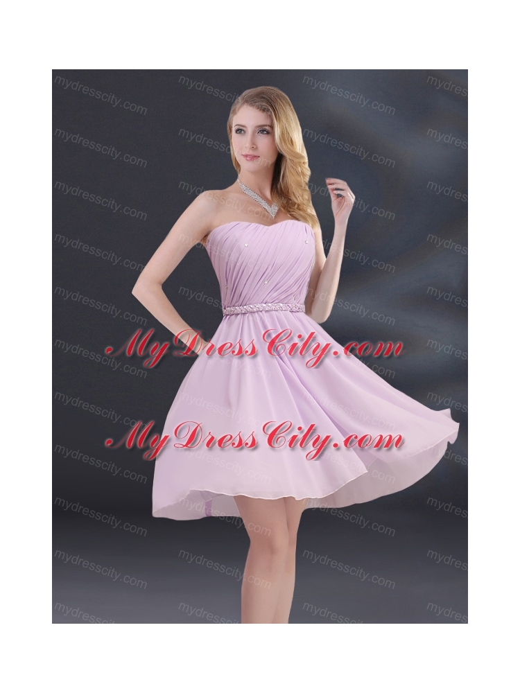 A Line Sweetheart Bridesmaid Dress with Ruhing and Belt