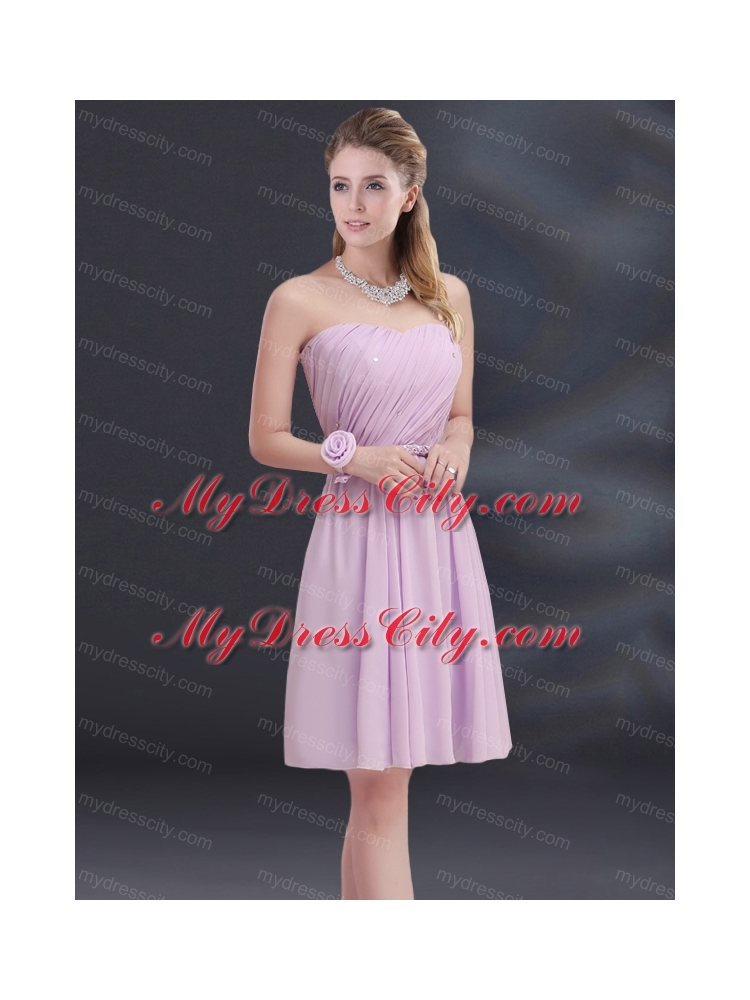 A Line Sweetheart Bridesmaid Dress with Ruhing and Belt