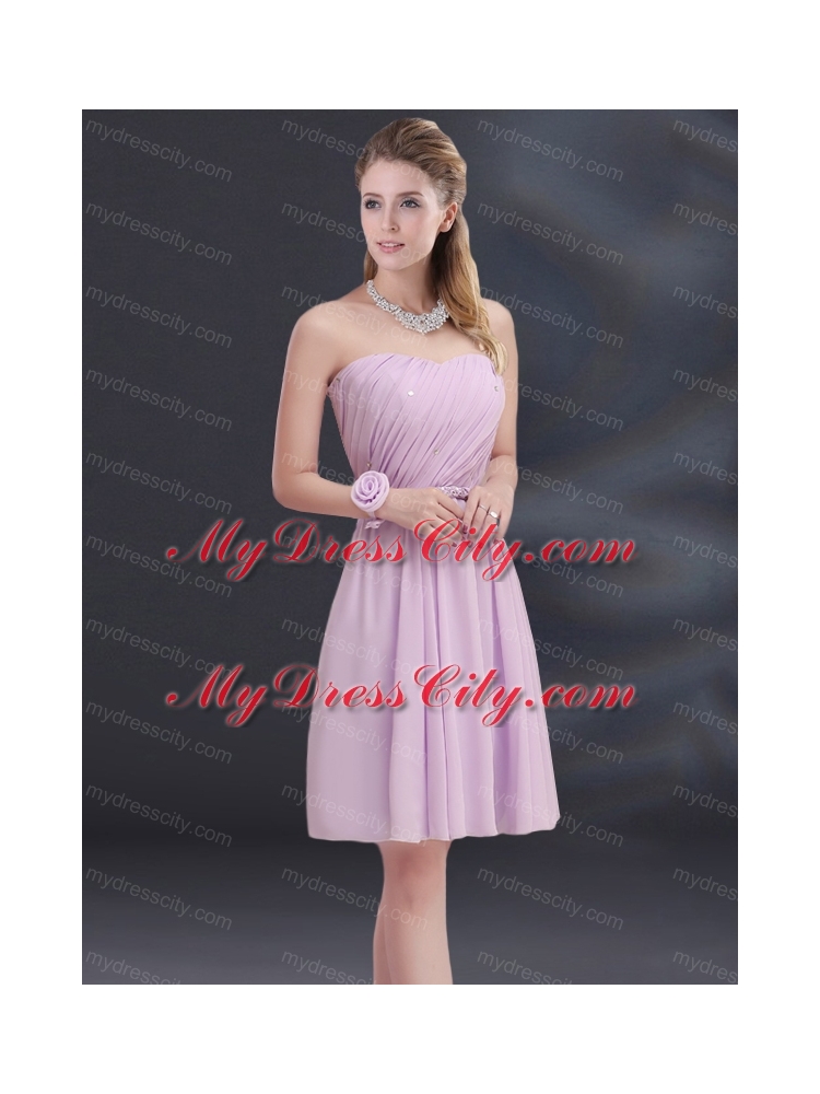 A Line Sweetheart Bridesmaid Dress with Ruhing and Belt