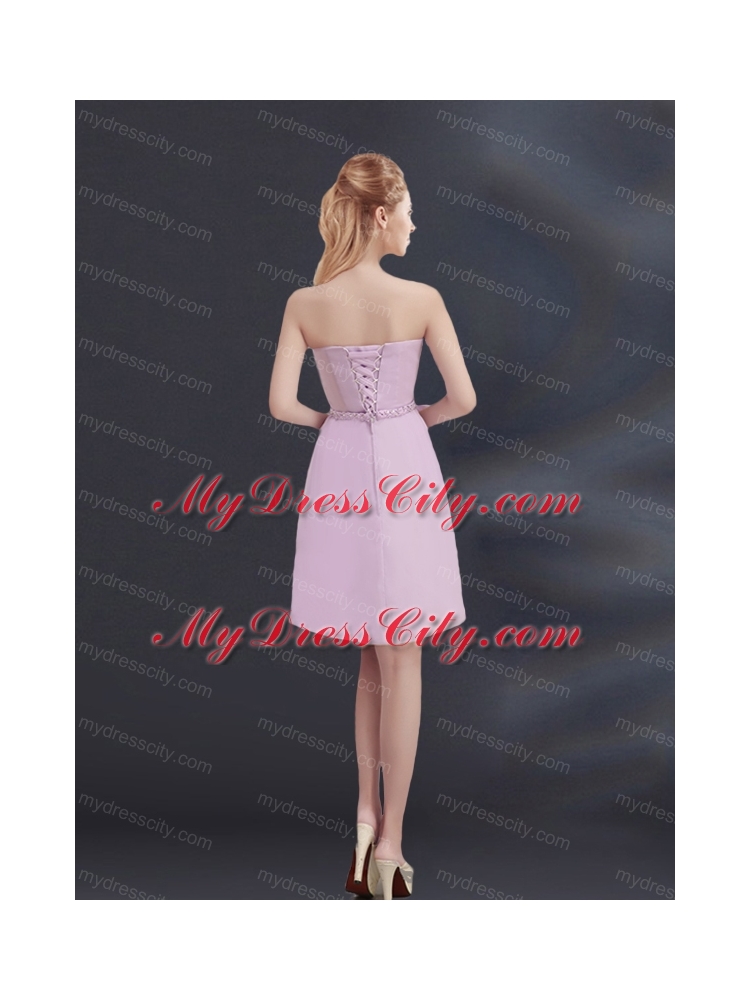 A Line Sweetheart Bridesmaid Dress with Ruhing and Belt