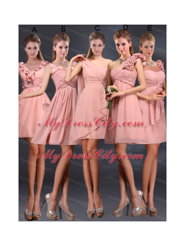 Bateau A Line Bridesmaid Dresses with Appliques and Ruching