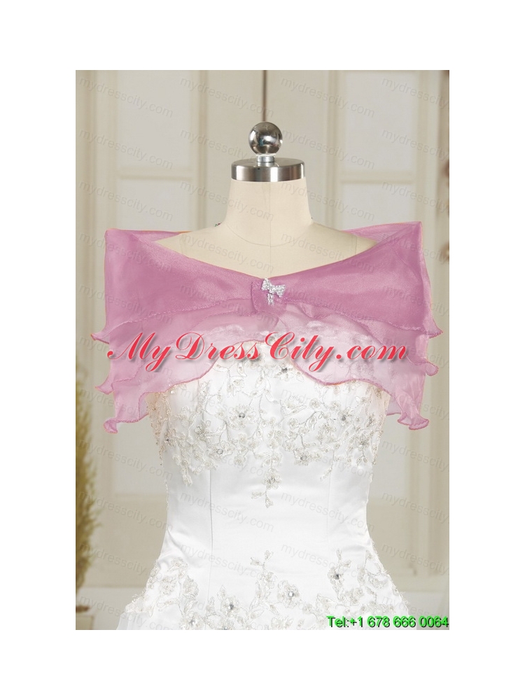 Beading and Appliques Baby Pink Quinceanera Dresses for 2015