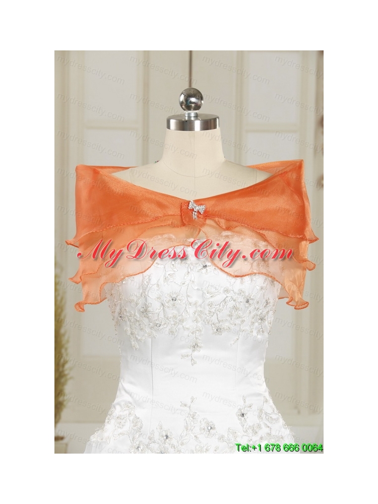 Cheap Strapless Appliques 2015 Quinceanera Dresses in Orange