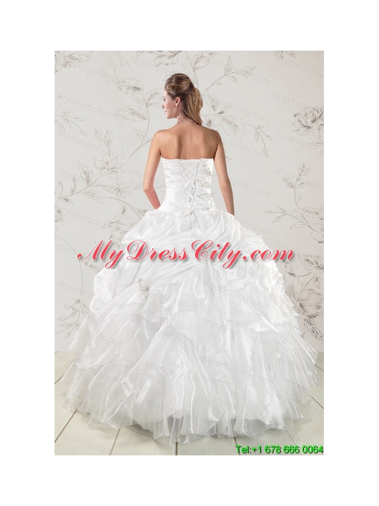 Classical Beading and Ruffles 2015 Quinceanera Dresses in White