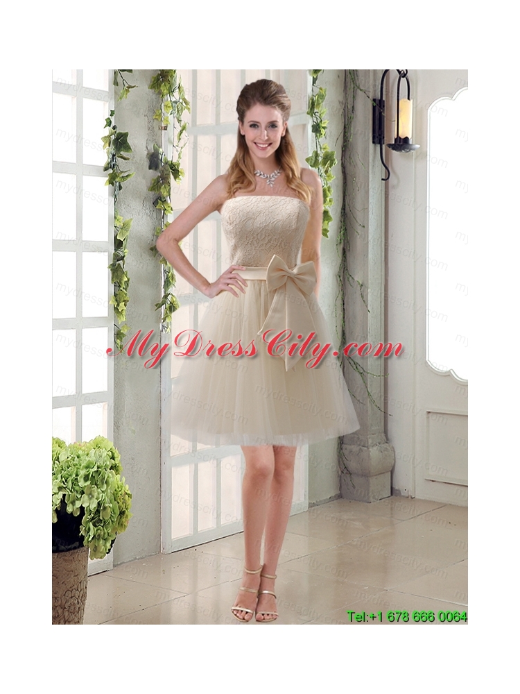 Elegant Princess Mini Length Lace Mothr of The Bride  Dress with   Bowknot