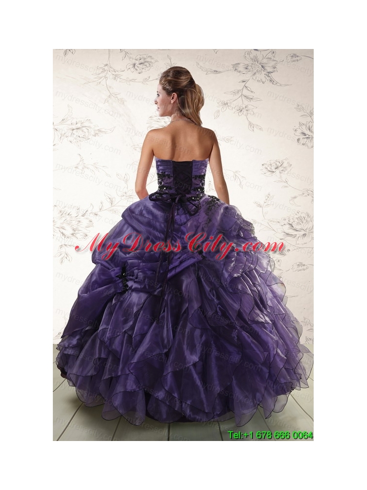 Elegant Sweetheart Appliques Purple Quinceanera Dress for 2015